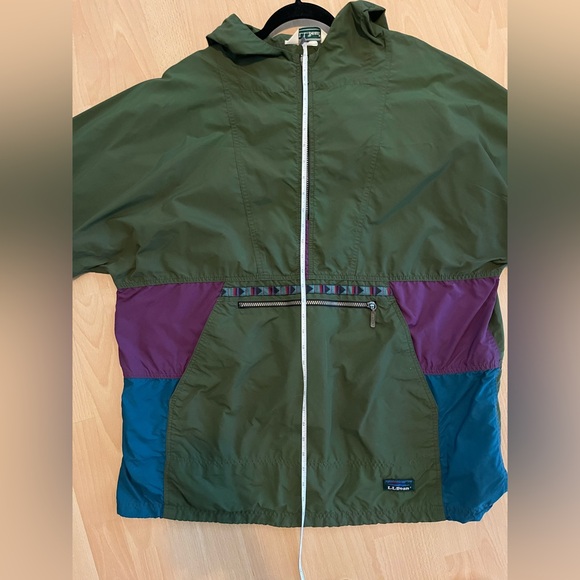 L.L. Bean Green and Blue Windbreaker Anorak half zip vintage 80s - Picture 12 of 13